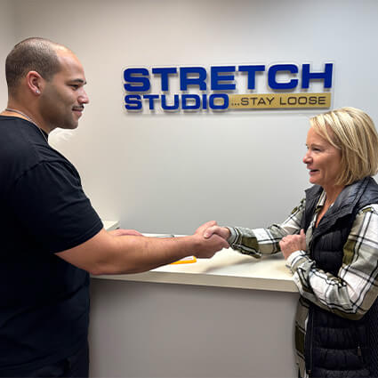 Shaking hands with client