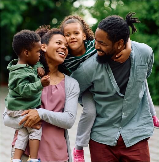 happy parents and kids