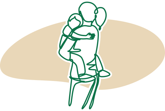 illustration of mom holding kid