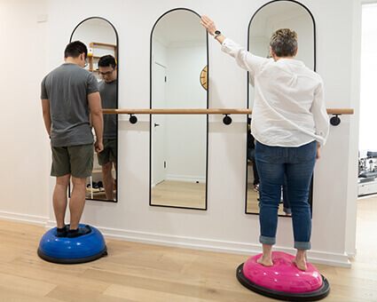 Patients doing balance therapy