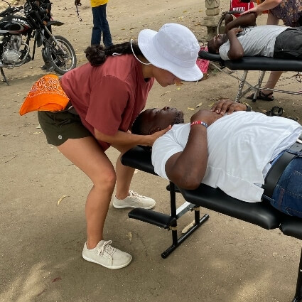 Gentle chiropractic neck adjustment for male patient