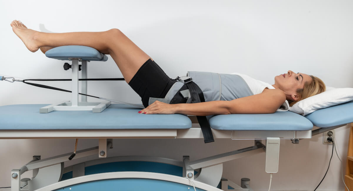 Female patient on a decompression table