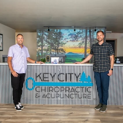 Our chiropractors at the front desk