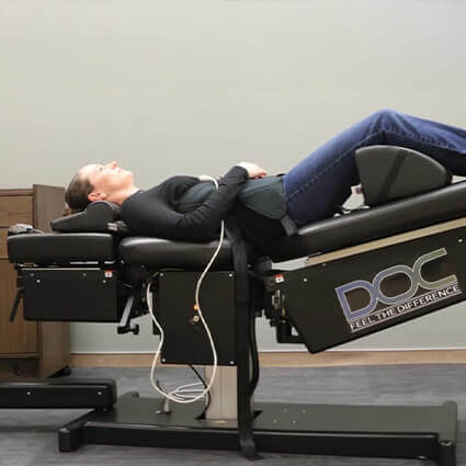 Woman on decompression table