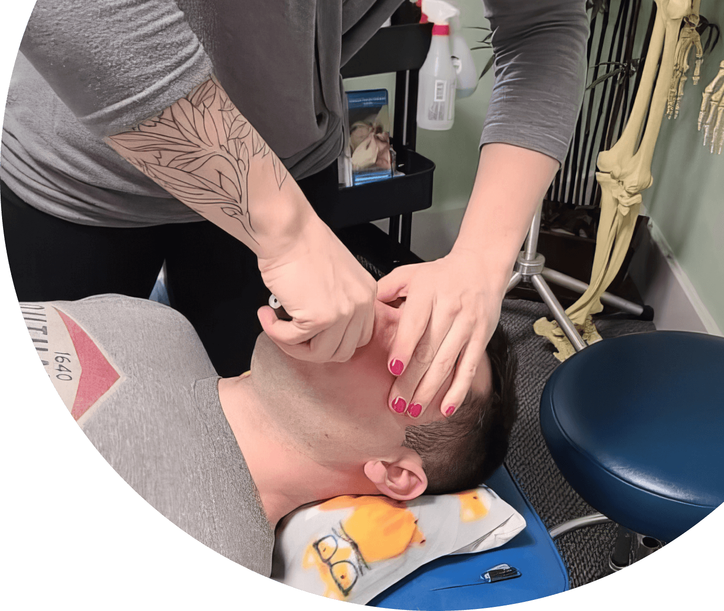 cranial facial adjustment on male patient