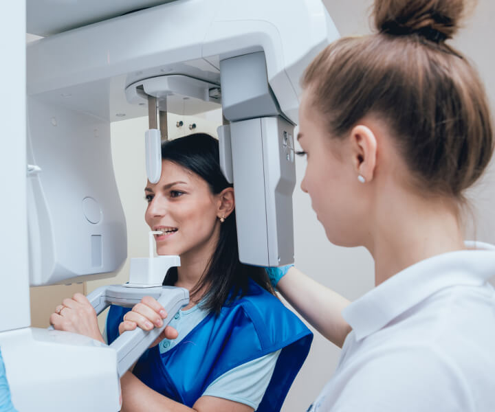 Dental patient receiving an x-ray