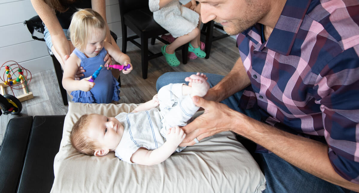 Burlington chiropractor adjusting a baby