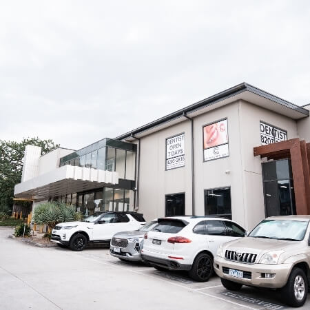 Side view of building entrance