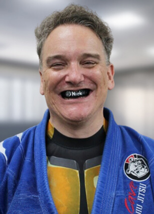 Jujitsu practitioner with mouthguard