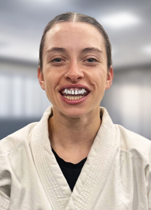 Woman wearing a mouthguard