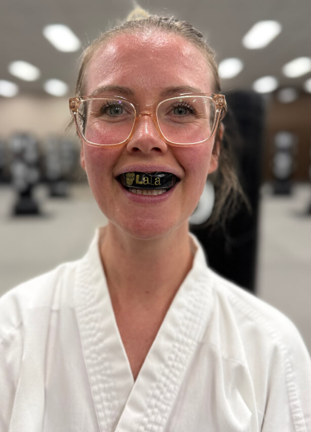woman wearing a mouthguard