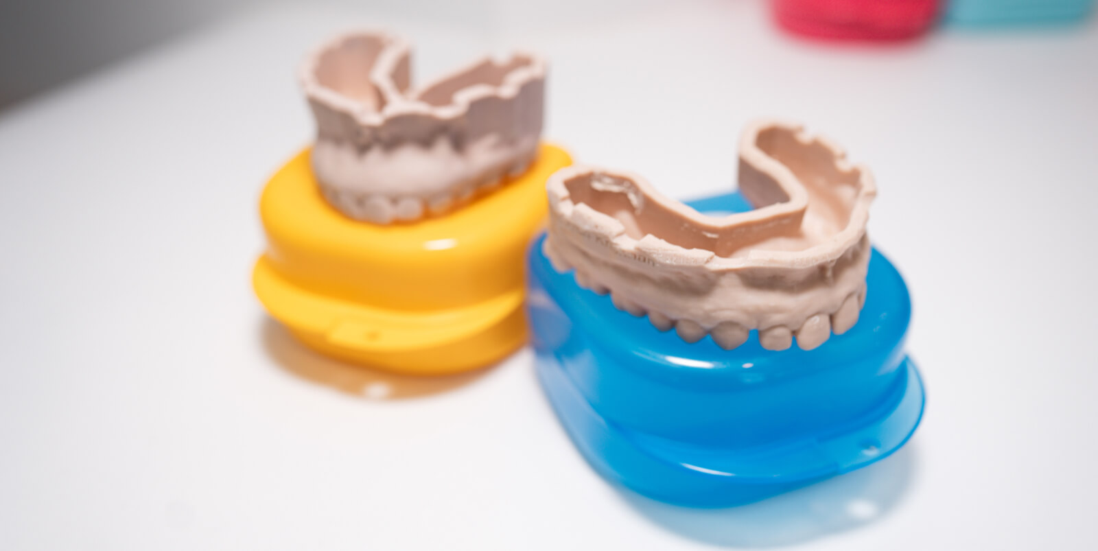 Mouthguards on mouth model