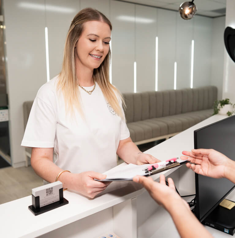 Croydon patient checking in at Croydon Dental Clinic