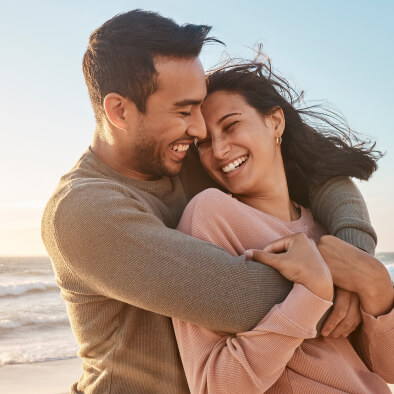 Happy couple at the beach