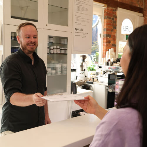 Patient checking in at reception