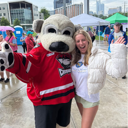 with mascot