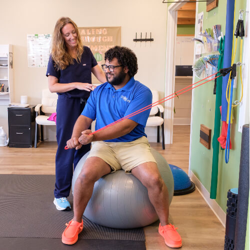Patient treated with rehab therapy