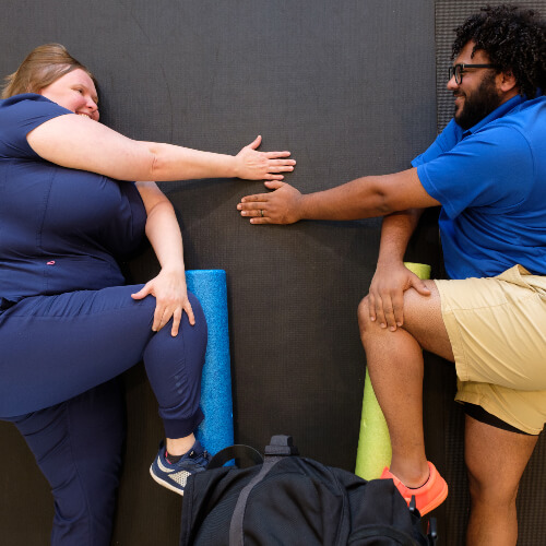 Patients doing stretching exercises