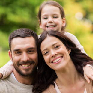 happy family of three