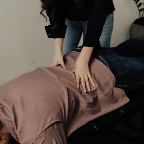 Close up view of chiropractic adjustment