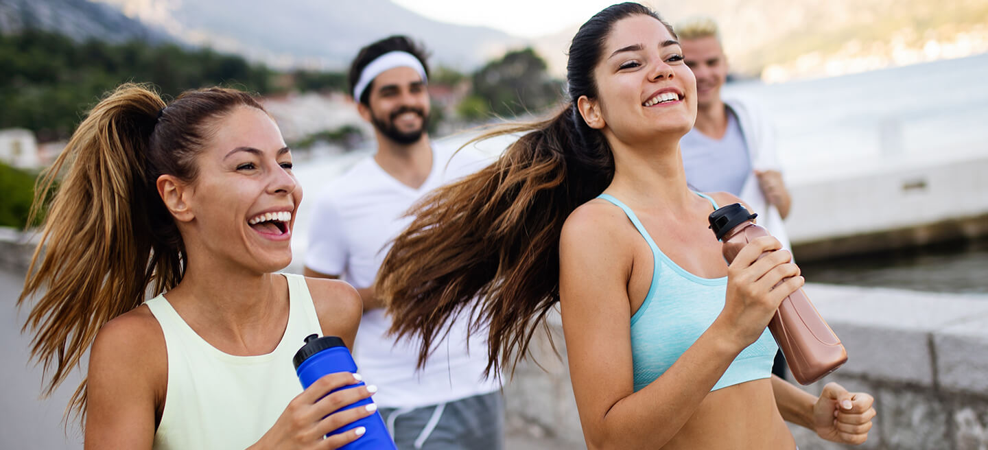 Group of friends jogging