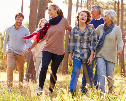 Family having fun outdoors