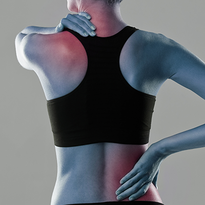 woman with pain points on her back and neck
