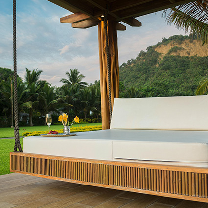 bed outdoors in a tropical place