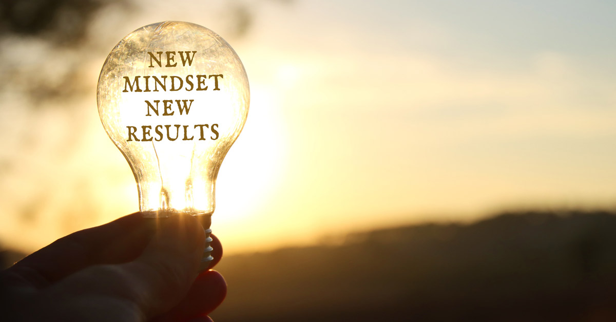 lightbulb with words new mindset new results