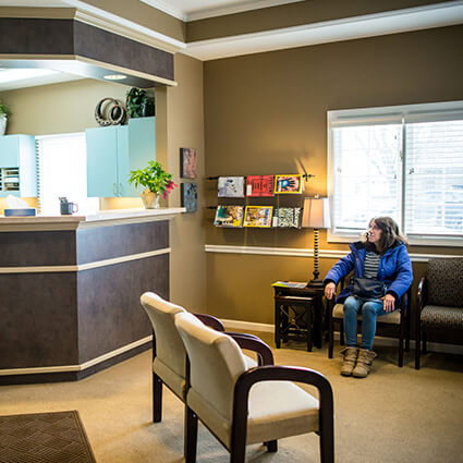 Patient sitting in waiting room