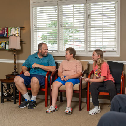 family in waiting room