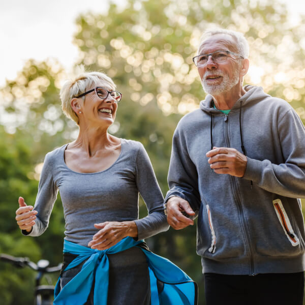 Old couple running