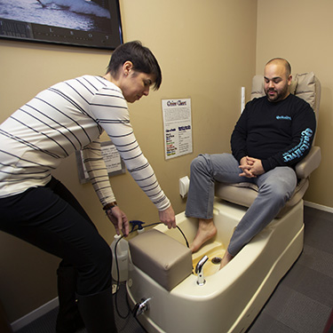 patient getting a footbath