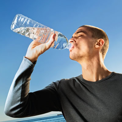 Man drinking bottled water