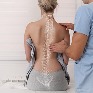illustration of a spine over a woman's back