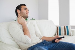 man with neck pain