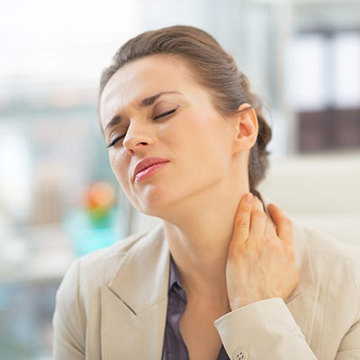 office worker with neck pain