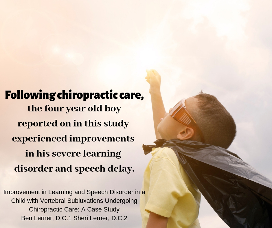 This study reports on Improvement in Learning and Speech Disorder in a Child with Vertebral Subluxations Undergoing Chiropractic Care