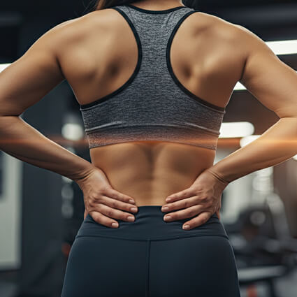 Woman holding her back