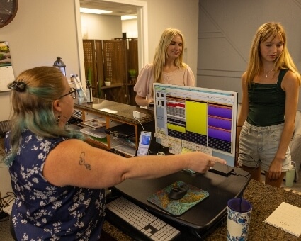Patient checking in at reception