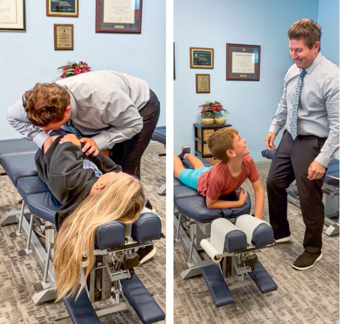 Photos featuring a Feasterville chiropractor interacting with his patients