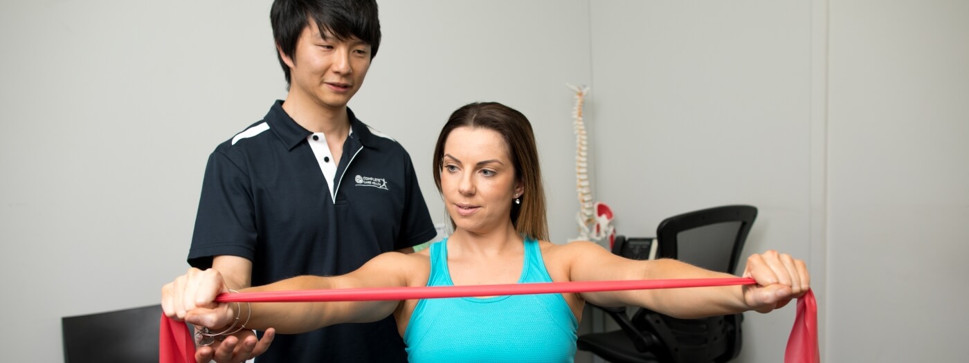Perth patient doing stretching exercises