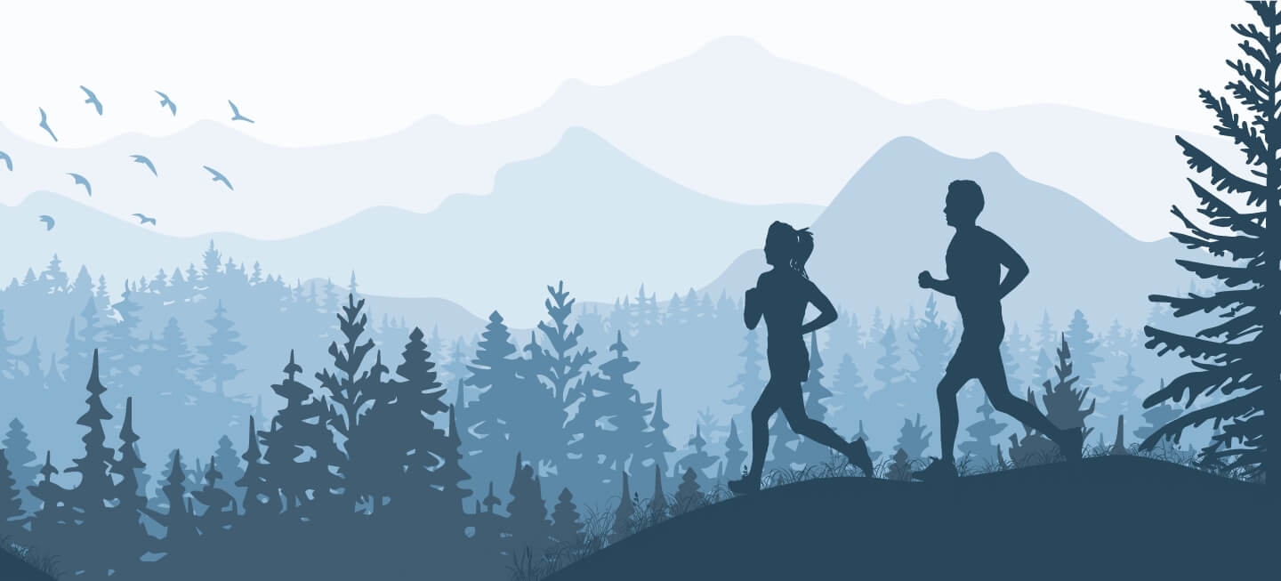 Illustration depicting couple jogging in nature
