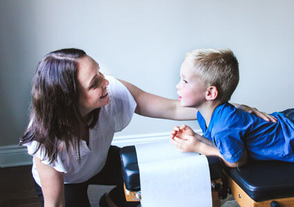 Doctor talking to child