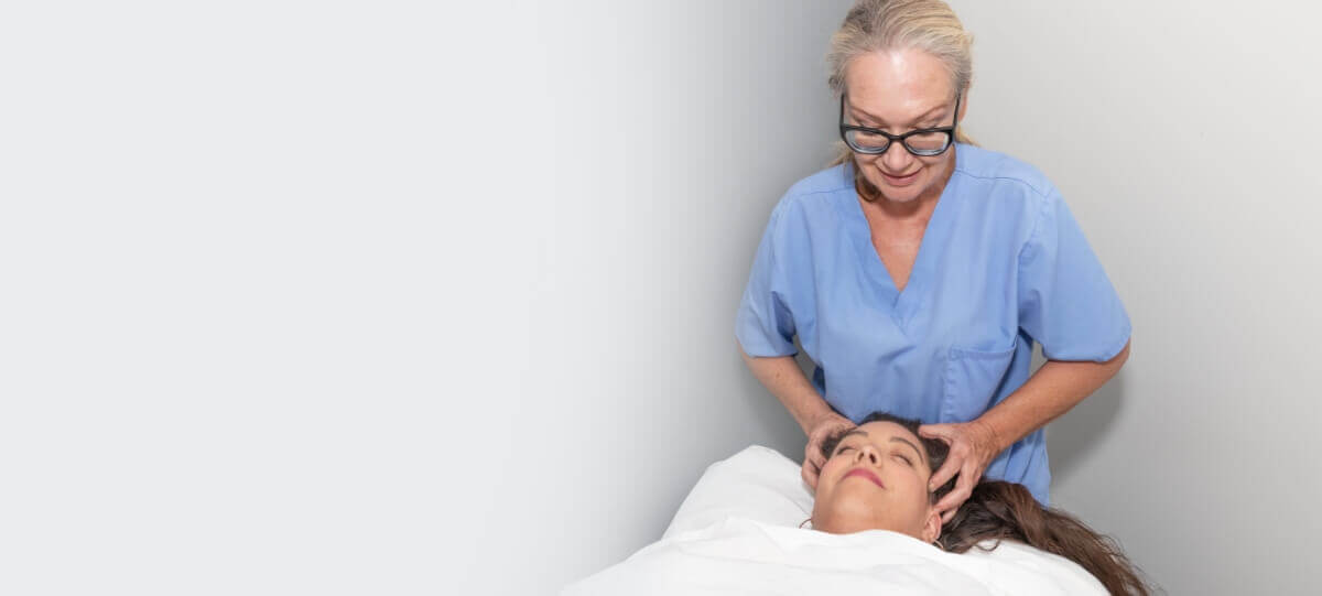 Female patient head massage