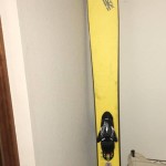 Skis rested on wall