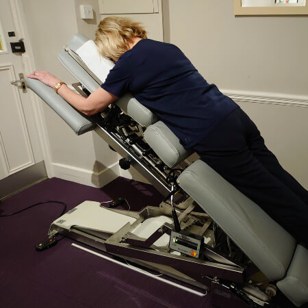 Hexham patient on a chiropractic table