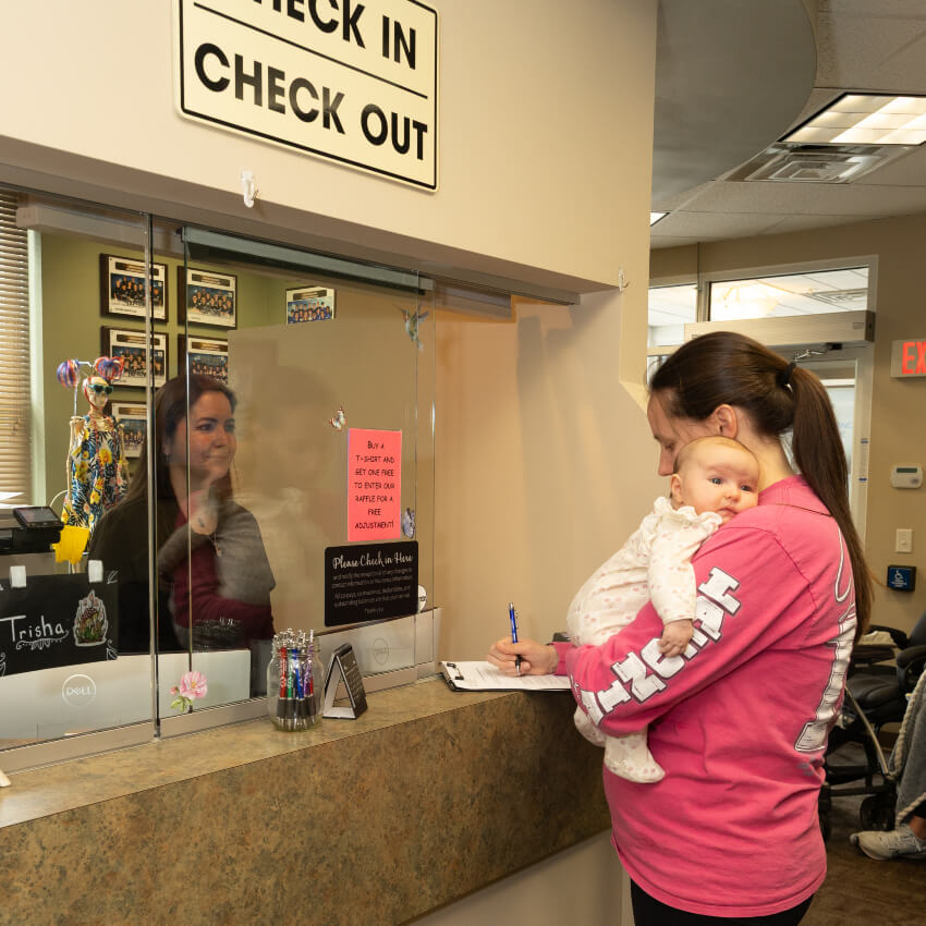 patient checking in at our front desk