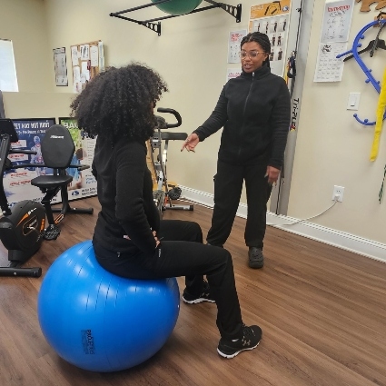 phyisotherapy session with ball