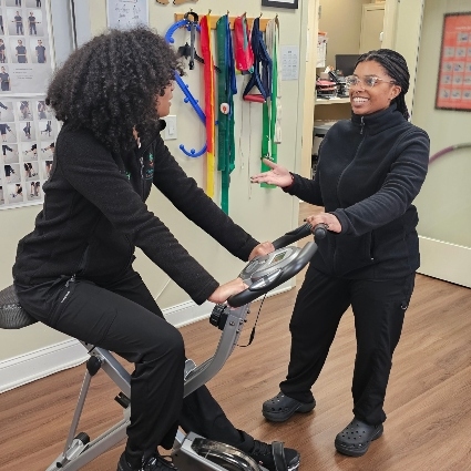 phyisotherapy session with exercise bike